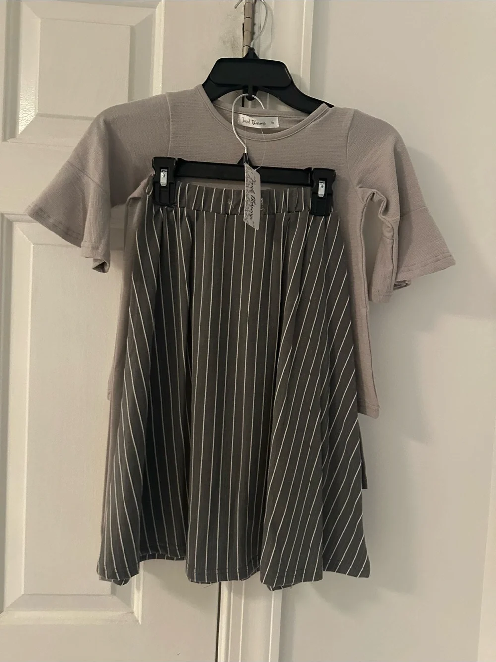 Neutral Gray Girls Two-Piece Casual Set by